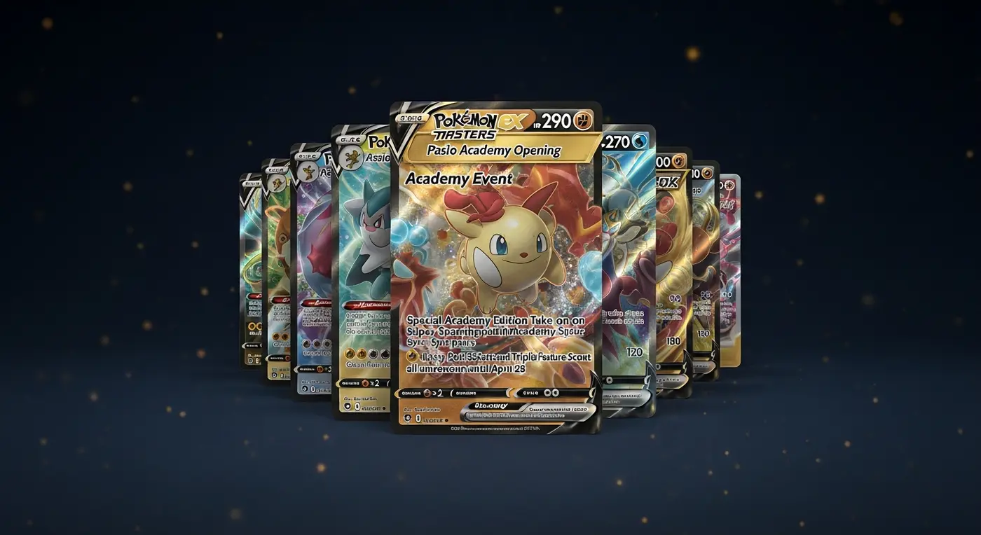 Pokémon Masters EX: Academy Event Pasio Academy Opening, Academy Event Best Buddies Program, Special Academy Edition Take on Super Sparring with academy sync pairs, Lacey Poké Fair Scout and Triple Feature Scout all underway until April 28