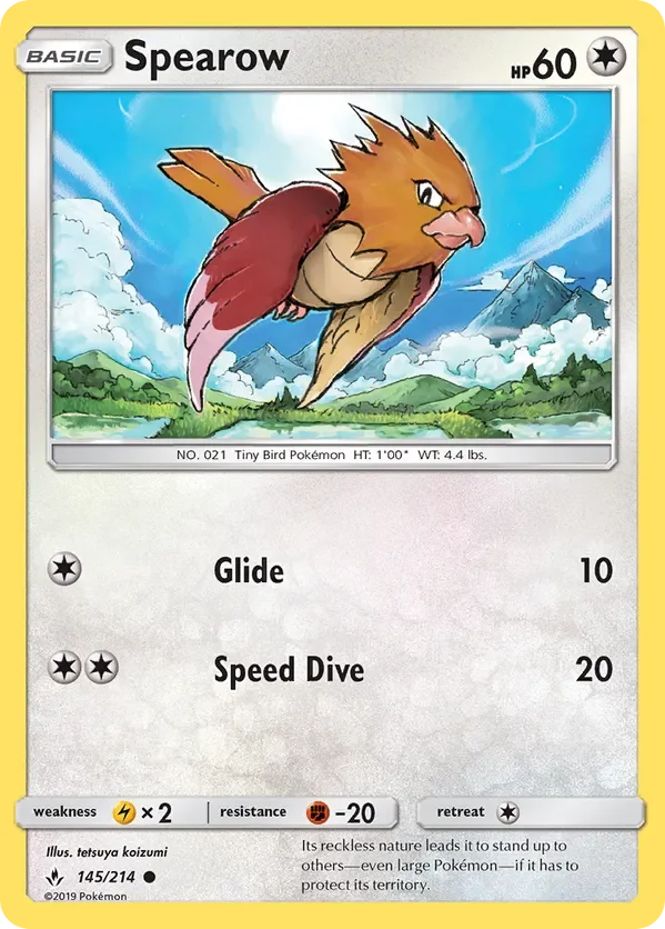 145/214 Spearow Common Pokemon Card