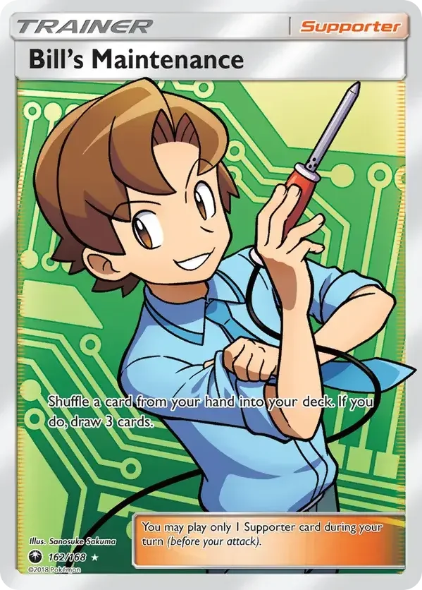 162/168 Bill's Maintenance Full Art Trainer Pokemon Card