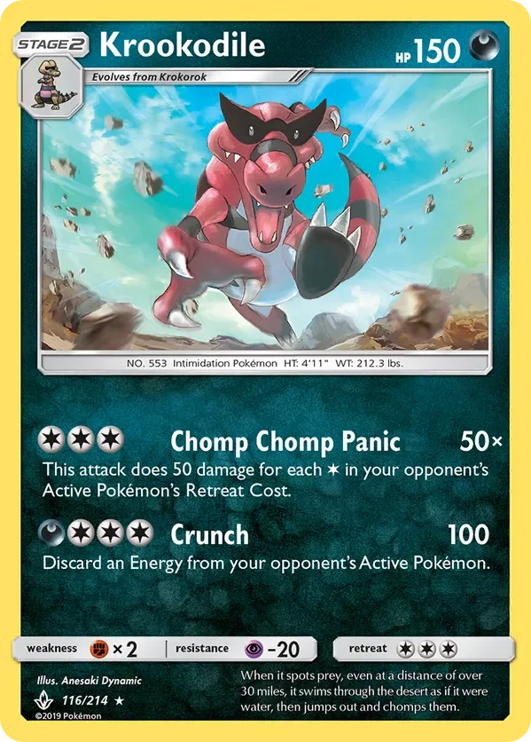 116/214 Krookodile Rare Pokemon Card