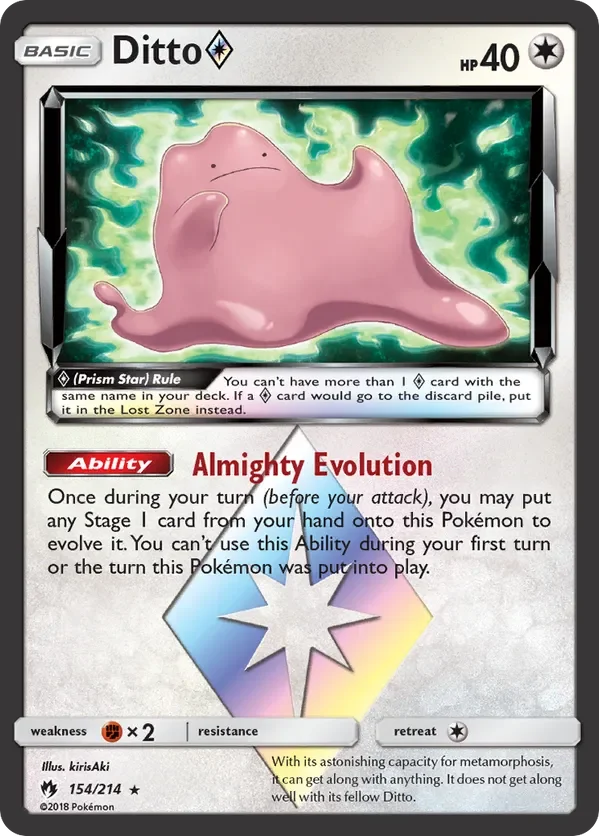 154/214 from Lost Thunder Prism Rare Pokemon Card