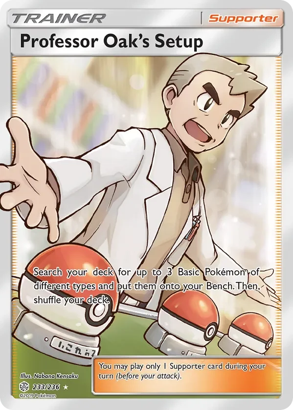 233/236 Professor Oak's Setup Full Art Ultra Rare Trainer Card