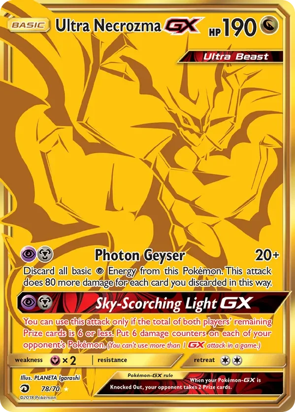 78/70 Ultra Necrozma GX Gold Rare Pokemon Card