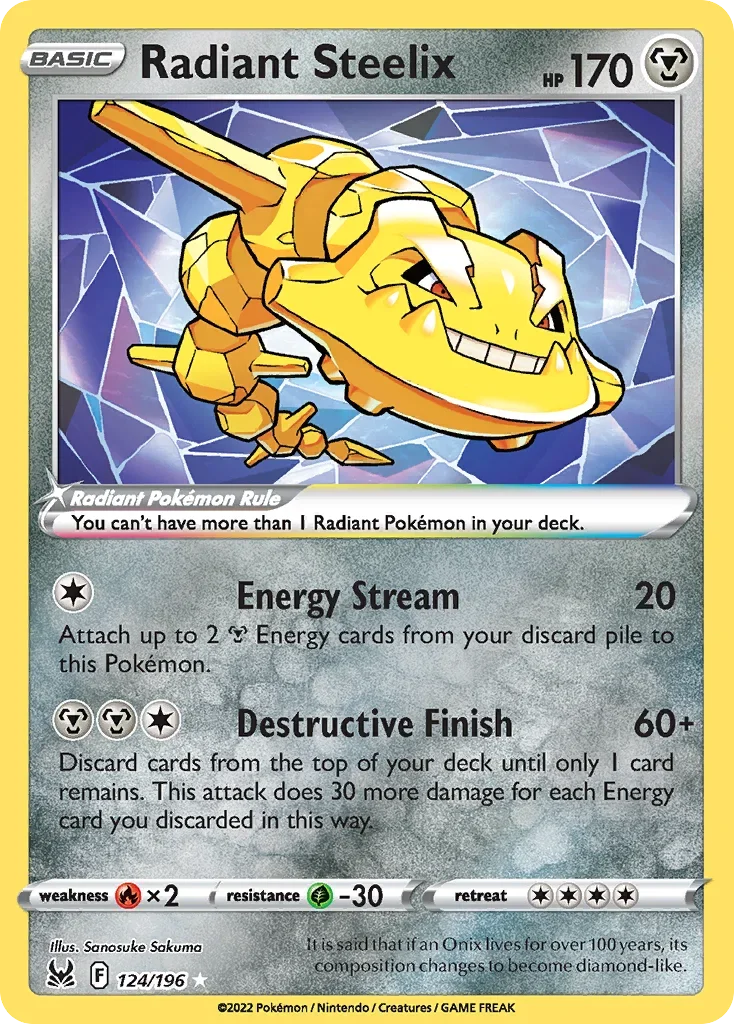 124/196 from Lost Origin Radiant Rare Pokemon Card