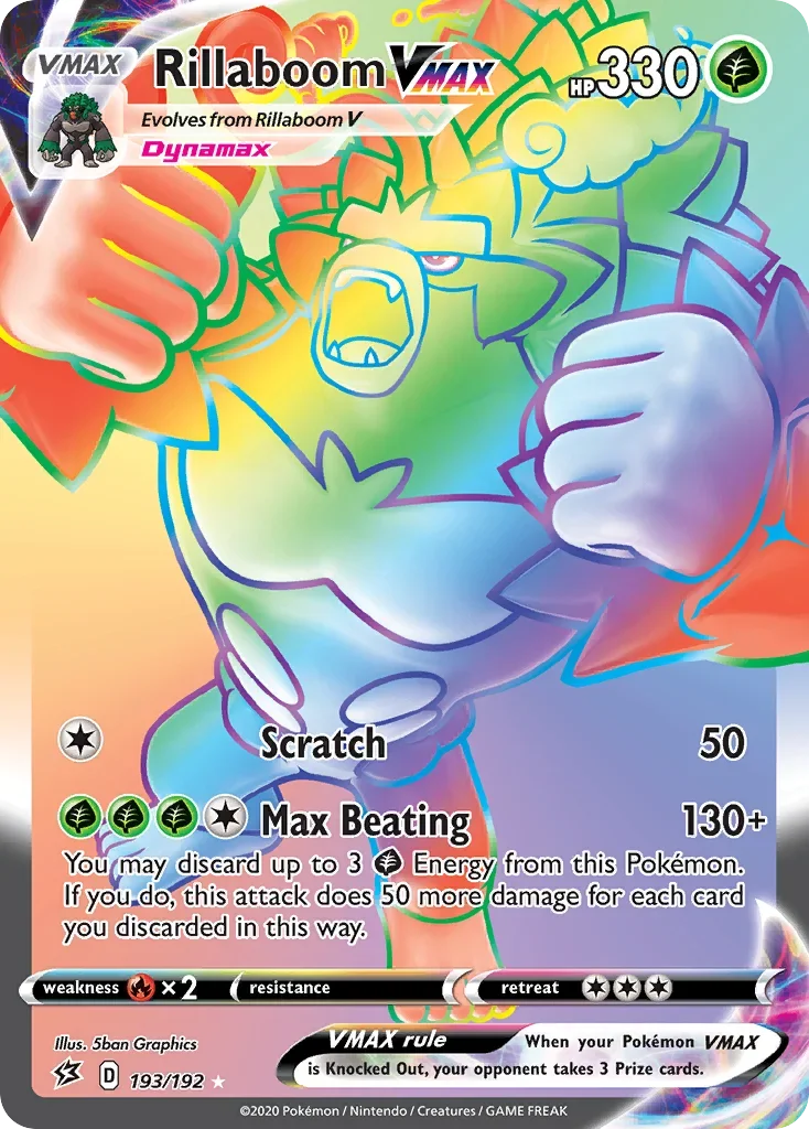 193/192 from Rebel Clash Rainbow Rare Pokemon Card