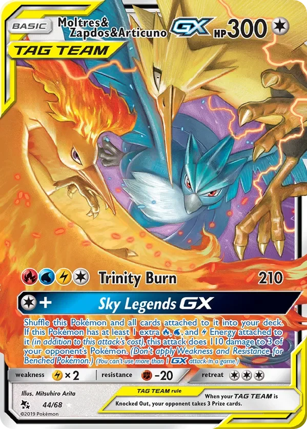 44/68 Moltres & Zapdos & Articuno GX Ultra Rare Pokemon Card