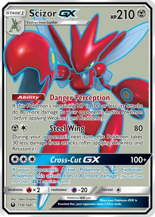 158/168 Scizor GX Full Art Ultra Rare Pokemon Card