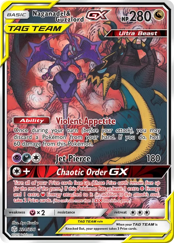 224/236 Naganadel & Guzzlord GX Alternate Full Art Ultra Rare Pokemon Card