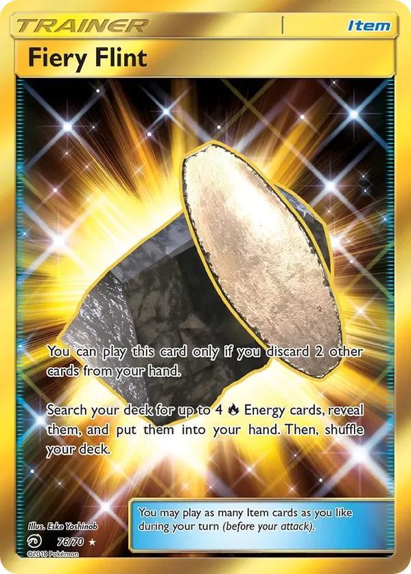 76/70 Fiery Flint Gold Rare Pokemon Card