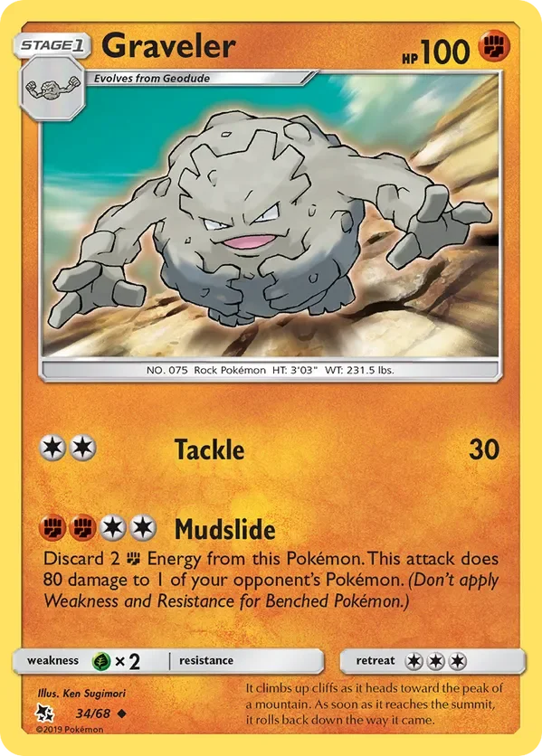 34/68 Graveler Uncommon Pokemon Card