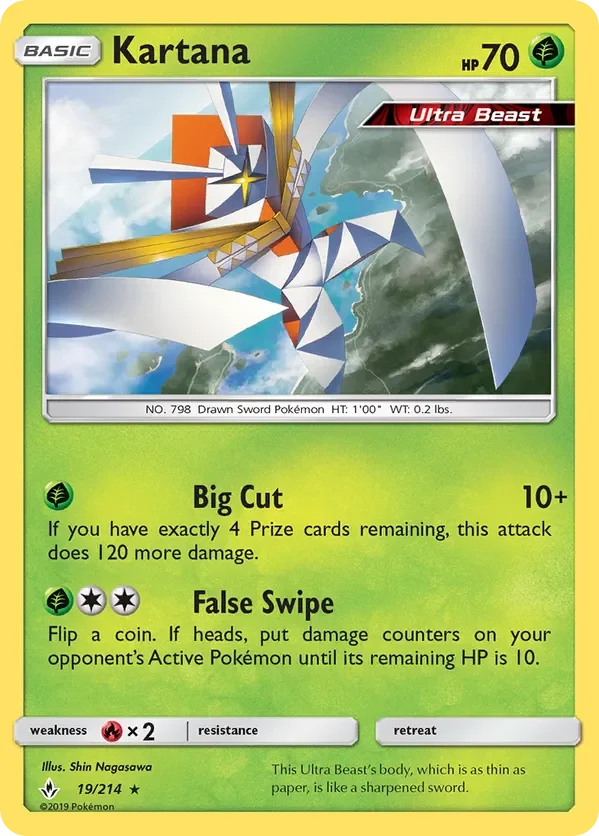 19/214 Kartana Holo Rare Pokemon Card