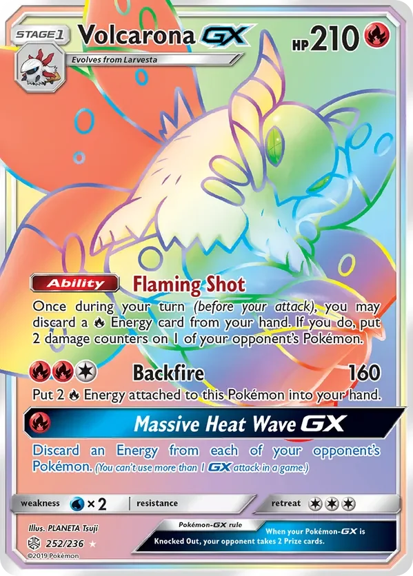 252/236 Volcarona GX Rainbow Rare Pokemon Card