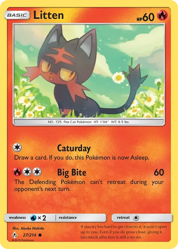 27/214 Litten Common Pokemon Card