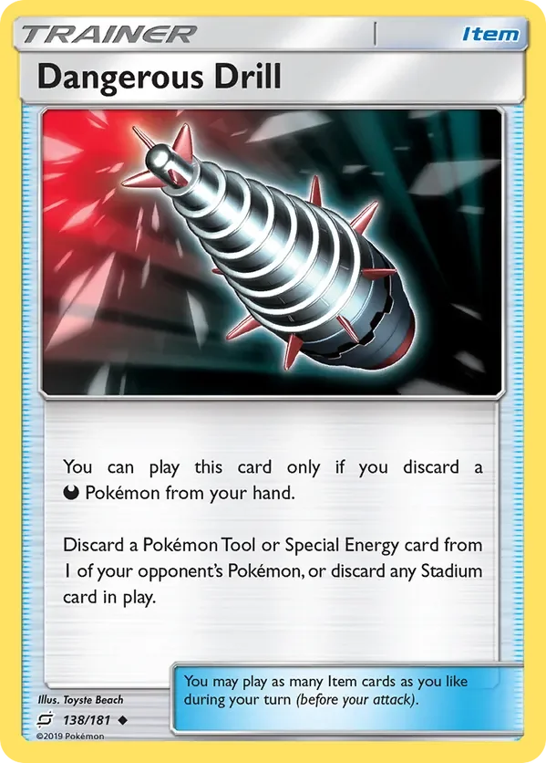 138/181 Dangerous Drill Uncommon Trainer Card