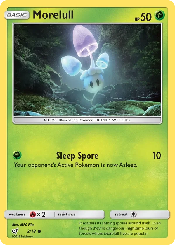 3/18 Morelull Holo Common from Detective Pikachu Pokemon Card