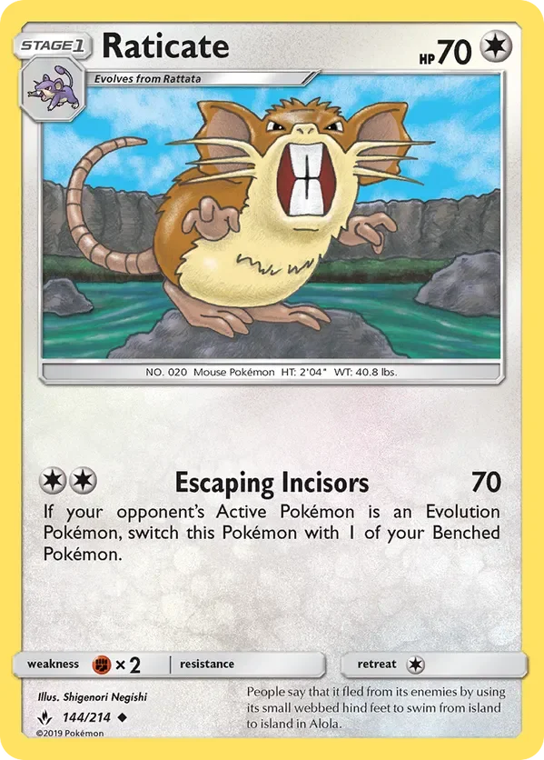 144/214 Raticate Uncommon Pokemon Card