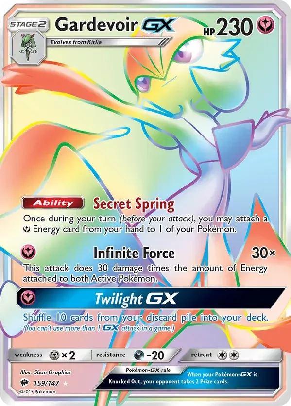 159/147 from Burning Shadows Rainbow Rare Pokemon Card