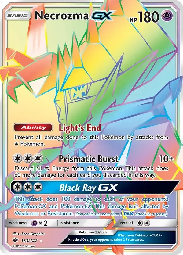 153/147 from Burning Shadows Rainbow Rare Pokemon Card