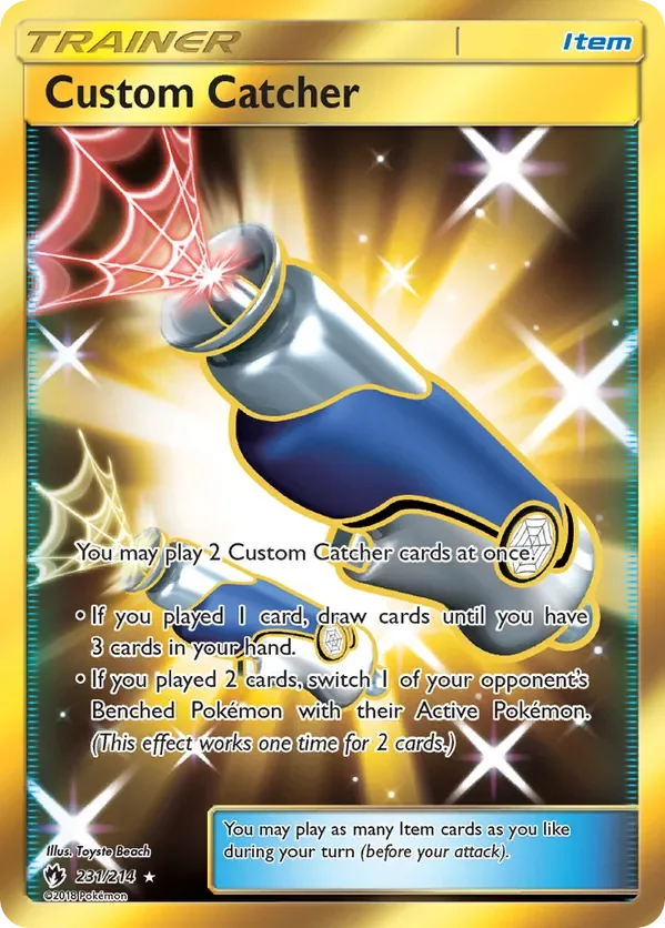 231/214 Custom Catcher Gold Rare Pokemon Card