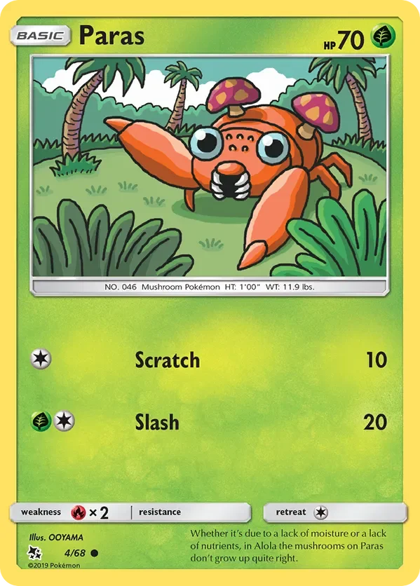 4/68 Paras Common Pokemon Card