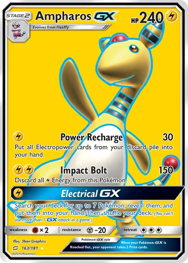 163/181 Ampharos GX Full Art Ultra Rare Pokemon Card