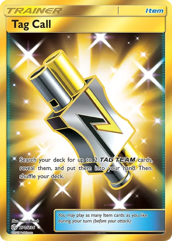 270/236 Tag Call Gold Rare Trainer Card