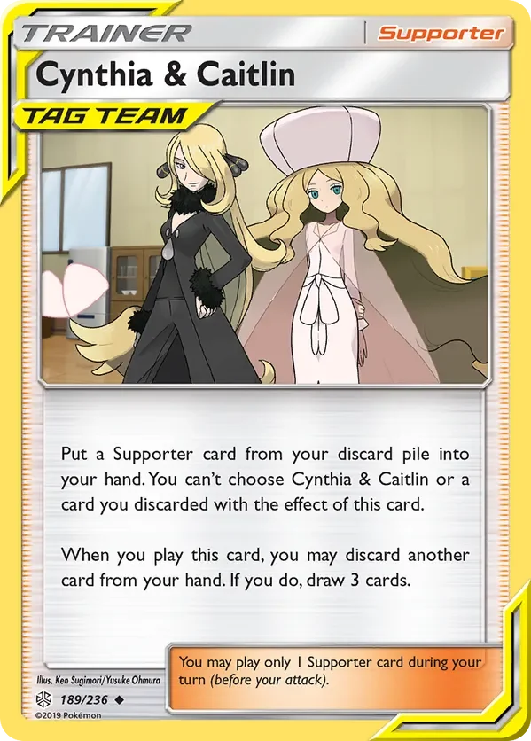 189/236 Cynthia & Caitlin Uncommon Trainer Card