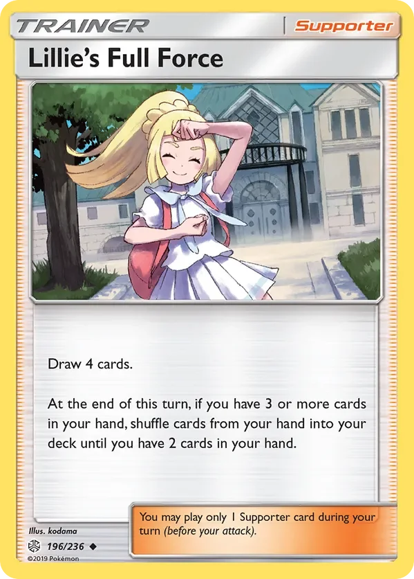 196/236 Lillie's Full Force Uncommon Trainer Card