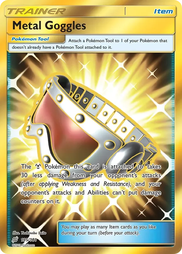 195/181 Metal Goggles Gold Rare Trainer Card