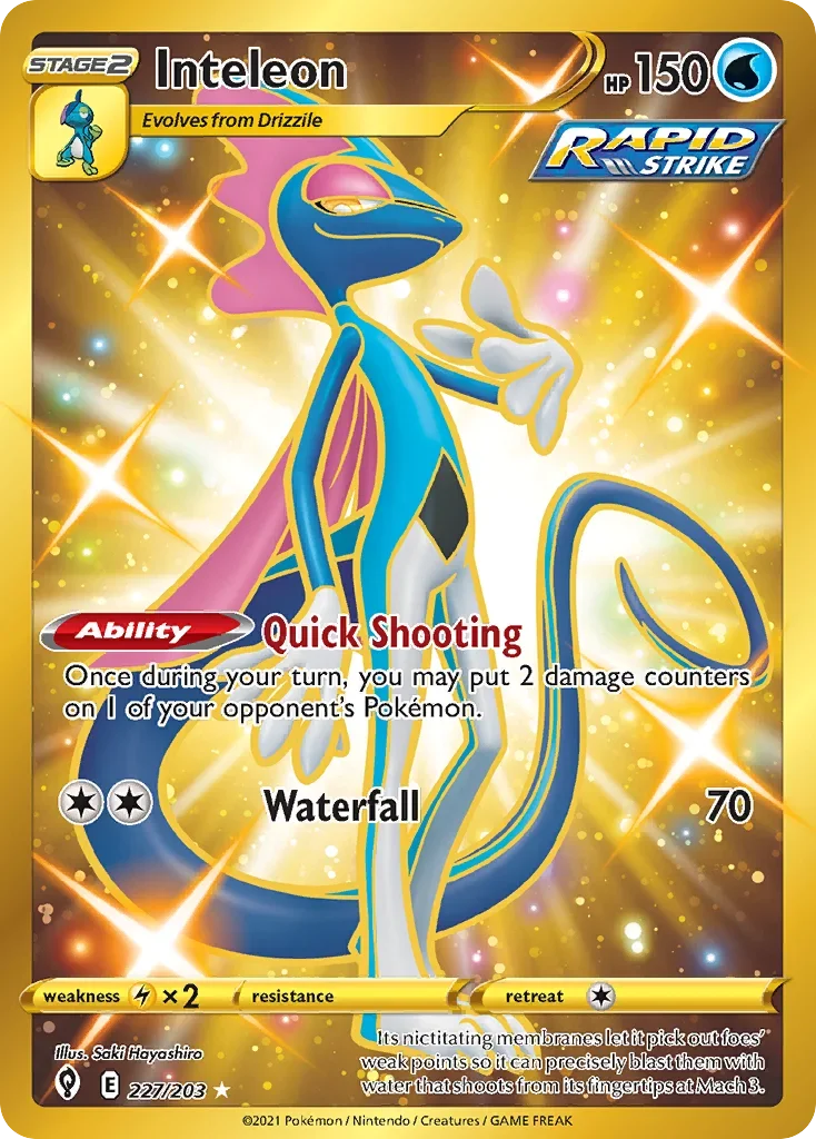 227/203 from Evolving Skies Gold Secret Rare Pokemon Card