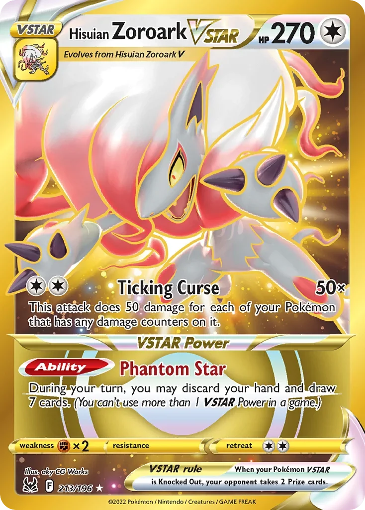 213/196 from Lost Origin Gold Secret Rare Pokemon Card