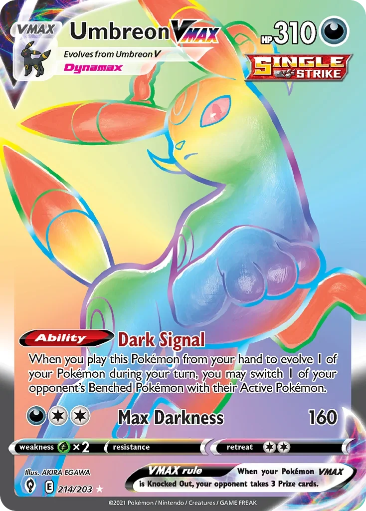 214/203 from Evolving Skies Rainbow Rare Pokemon Card