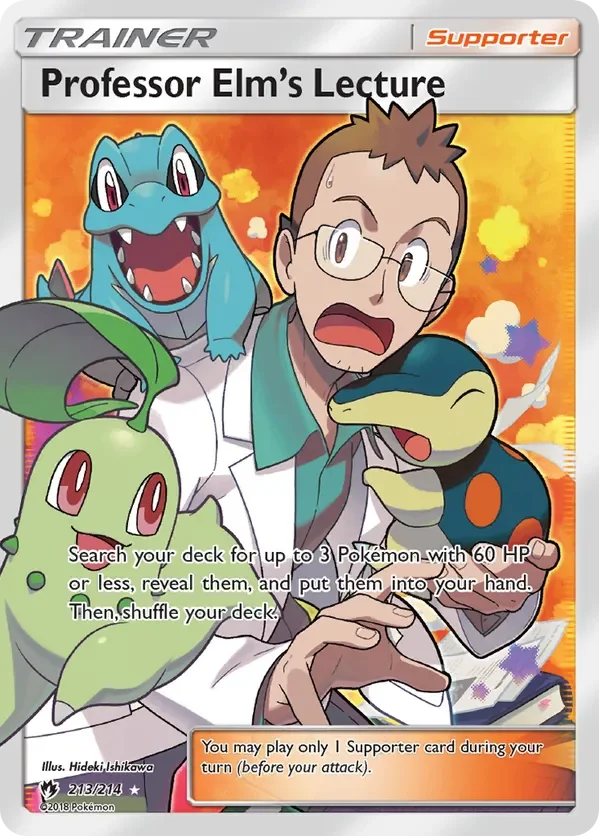 213/214 Professor Elm's Lecture Full Art Trainer Pokemon Card
