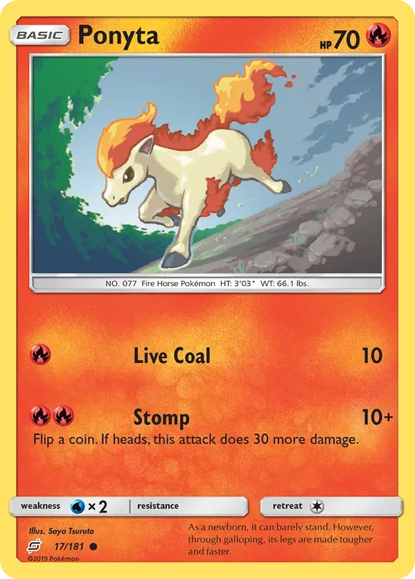 17/181 Ponyta Common Pokemon Card