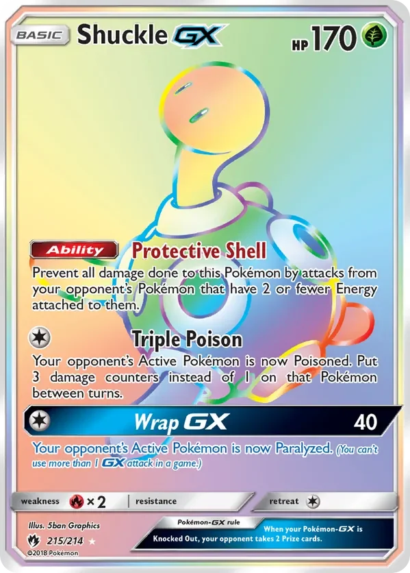 215/214 Shuckle GX Rainbow Rare Pokemon Card