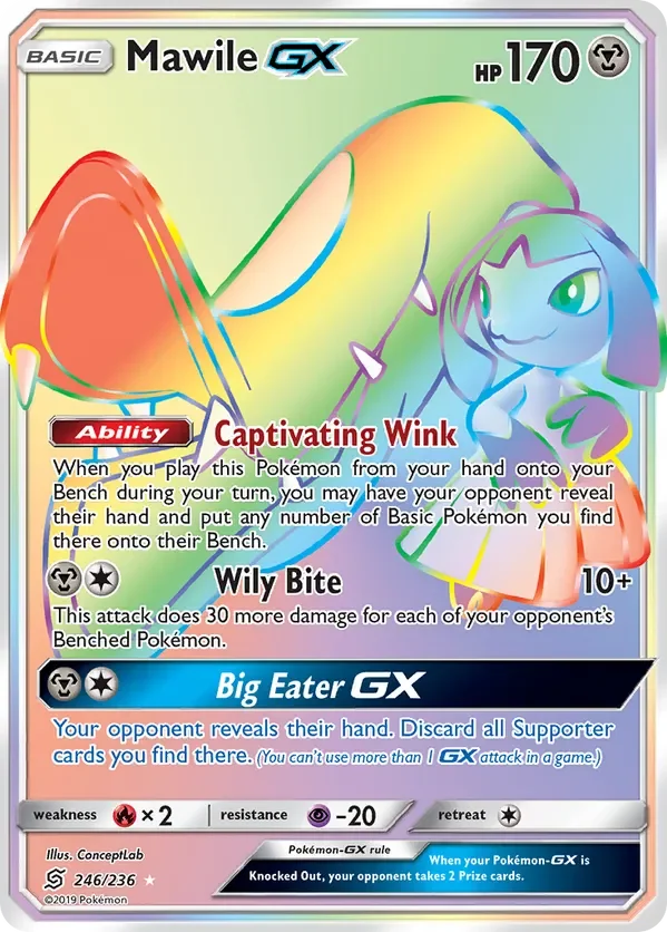 246/236 Mawile GX Rainbow Rare Pokemon Card