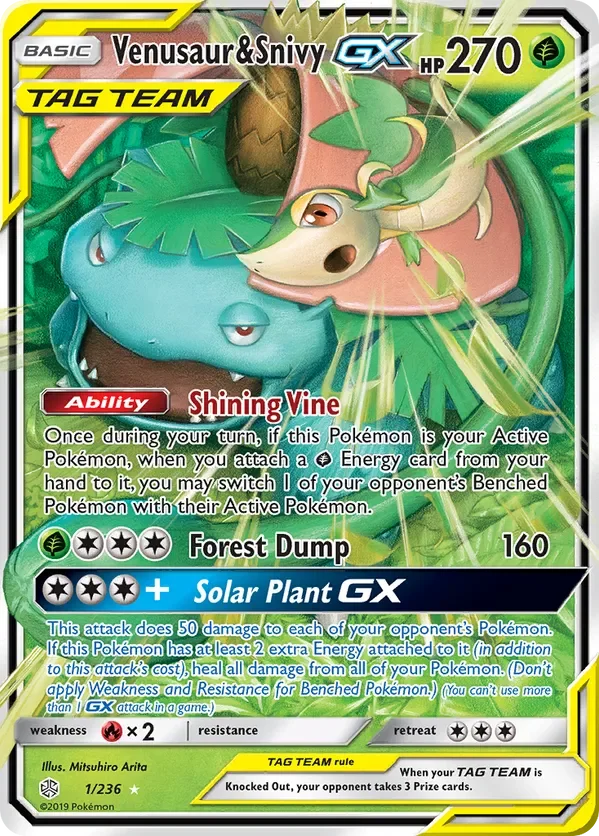 1/236 Venusaur & Snivy GX Ultra Rare Pokemon Card