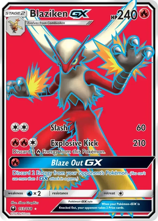 153/168 Blaziken GX Full Art Ultra Rare Pokemon Card