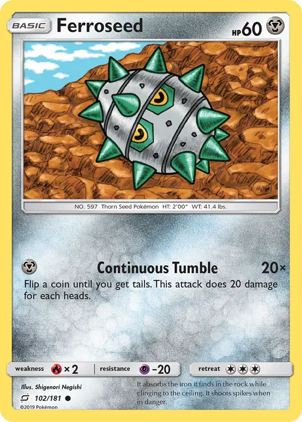 102/181 Ferroseed Common Pokemon Card