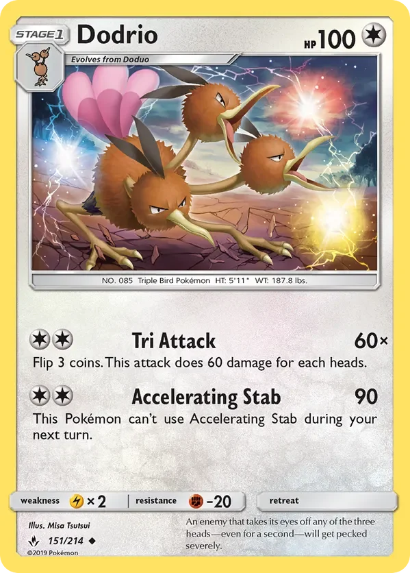 151/214 Dodrio Uncommon Pokemon Card