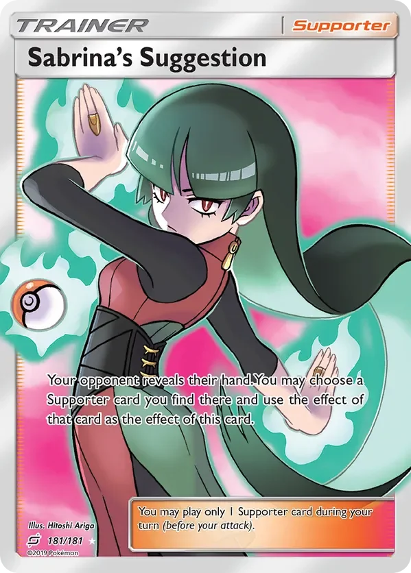 181/181 Sabrina's Suggestion Full Art Trainer Pokemon Card