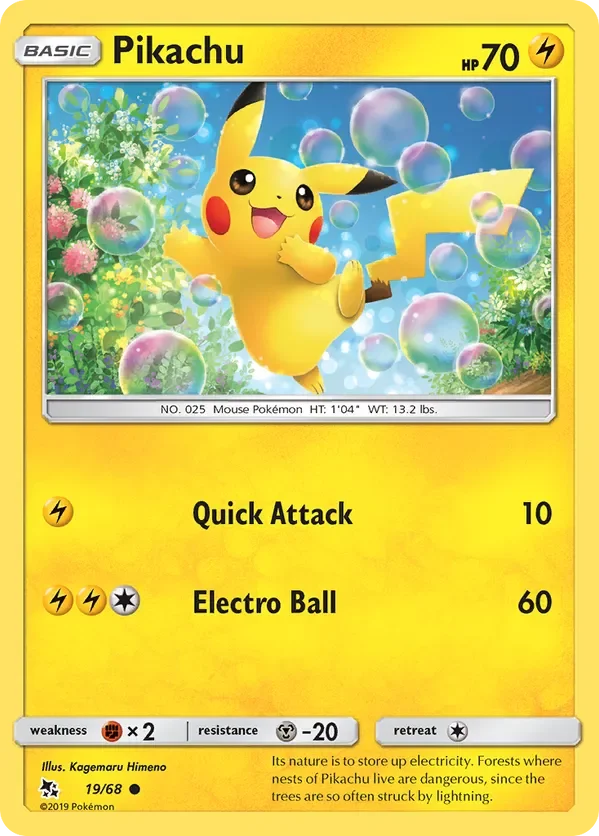 19/68 Pikachu Common Pokemon Card