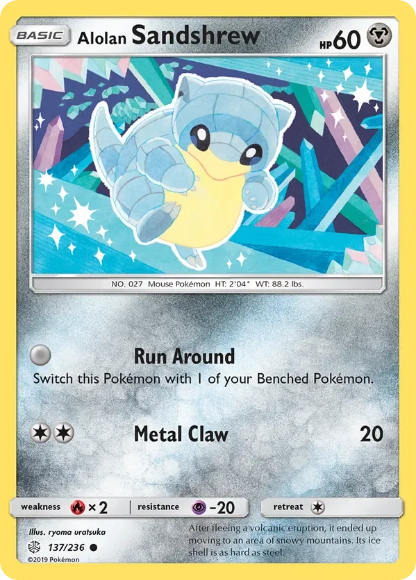 137/236 Alolan Sandshrew Common Pokemon Card