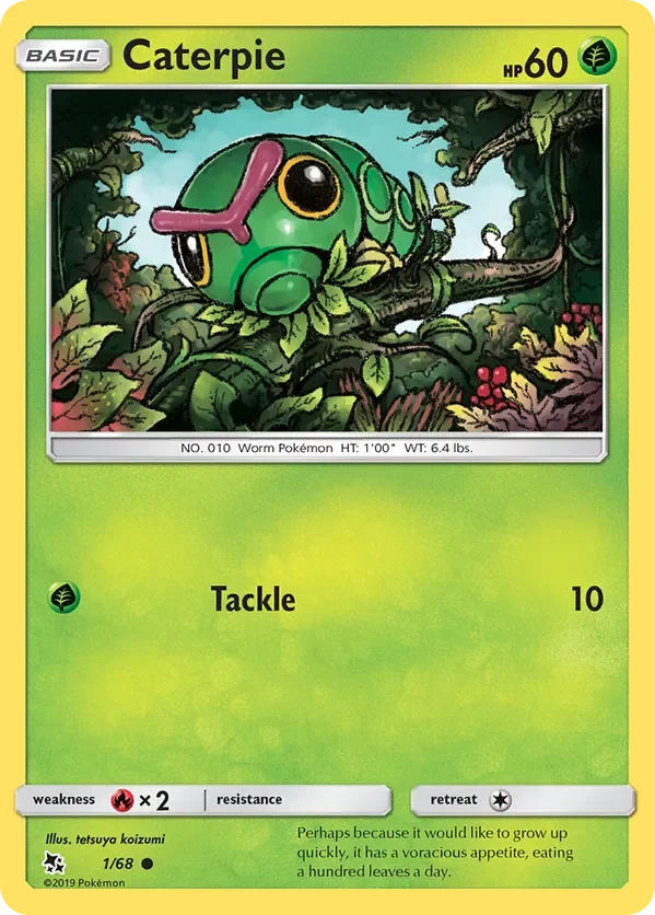 1/68 Caterpie Common Pokemon Card