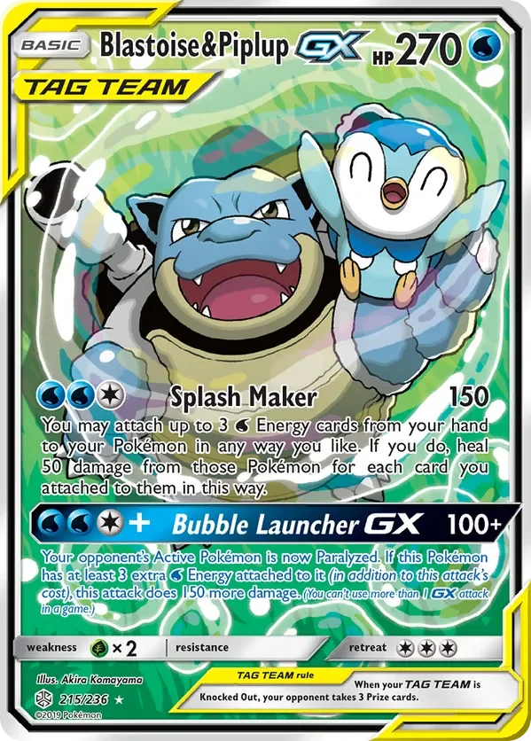 215/236 Blastoise & Piplup GX Alternate Full Art Ultra Rare Pokemon Card