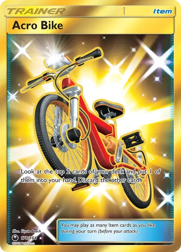 178/168 Acro Bike Gold Rare Pokemon Card