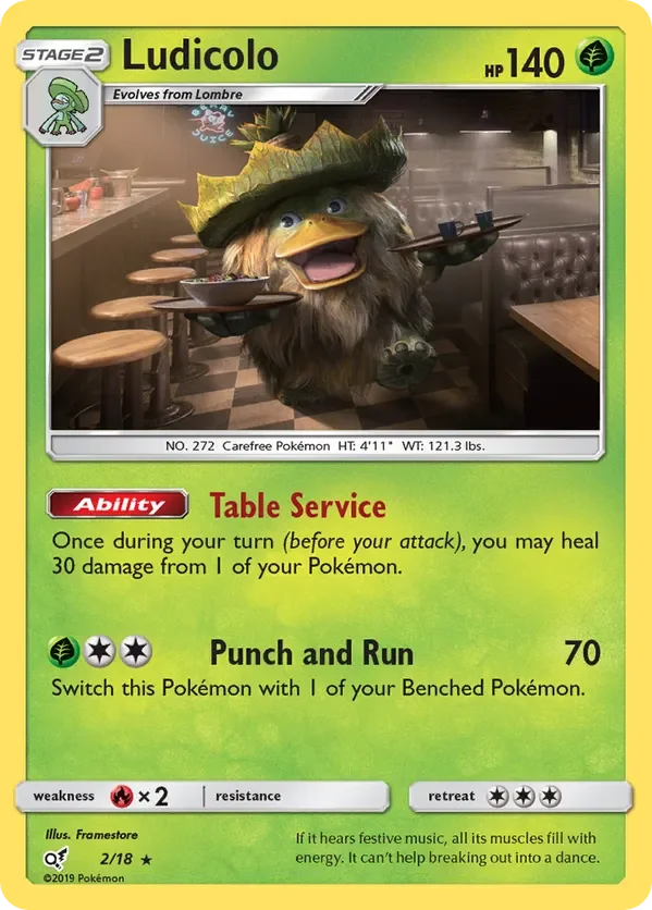 2/18 Ludicolo Rare from Detective Pikachu Pokemon Card