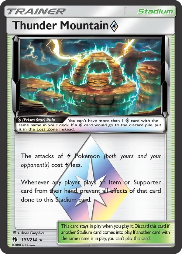 191/214 from Lost Thunder Prism Rare Trainer Card