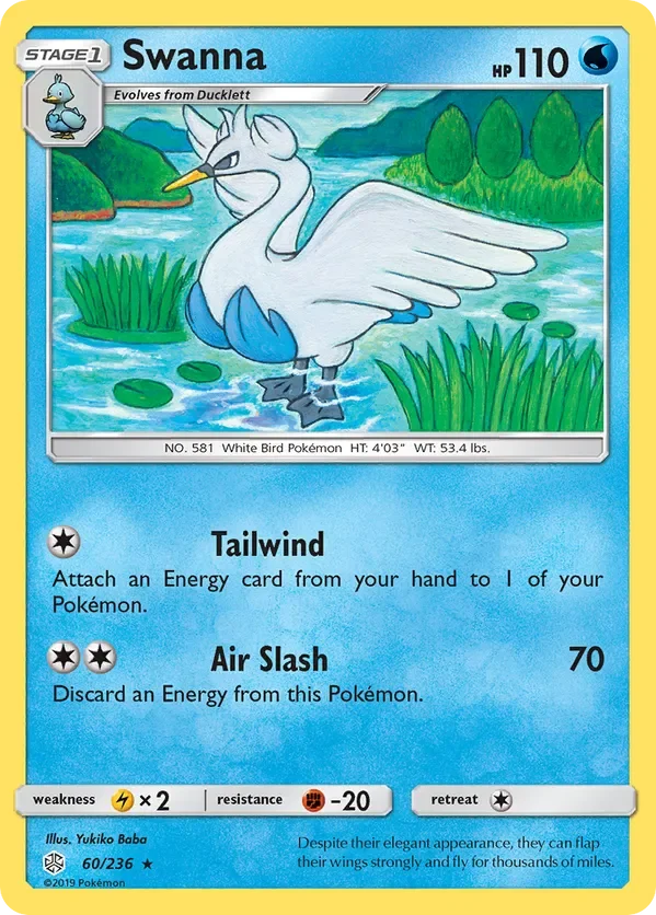 60/236 Swanna Rare Pokemon Card