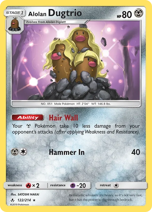 122/214 Alolan Dugtrio Rare Pokemon Card